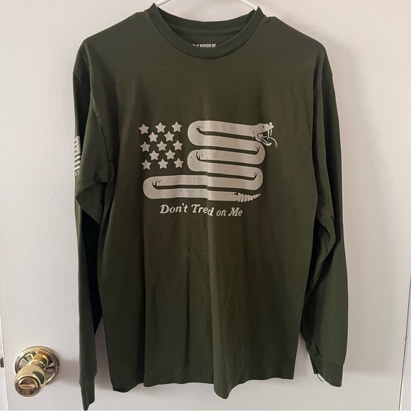 Rags of Honor Don’t Tread on Me Green Long Sleeve Tee Made in USA Men’s Medium - Picture 1 of 9